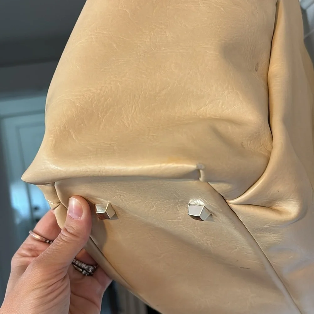 Beis Tan Leather Diaper Bag